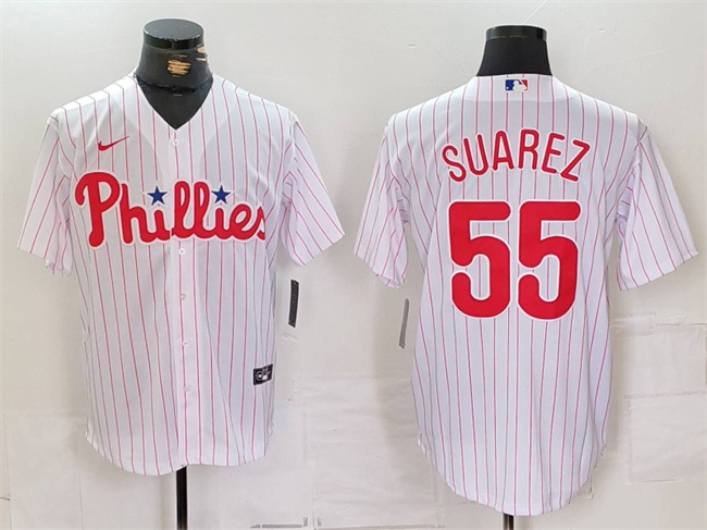 Men's Philadelphia Phillies #55 Ranger Suárez White Cool Base Stitched Jersey